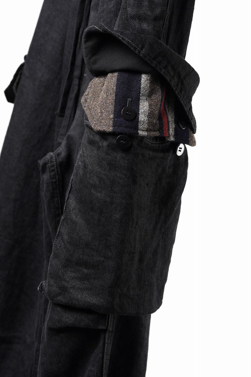 Load image into Gallery viewer, LASTMAN M47 LINEN DENIM CARGO PANTS (BLACK)