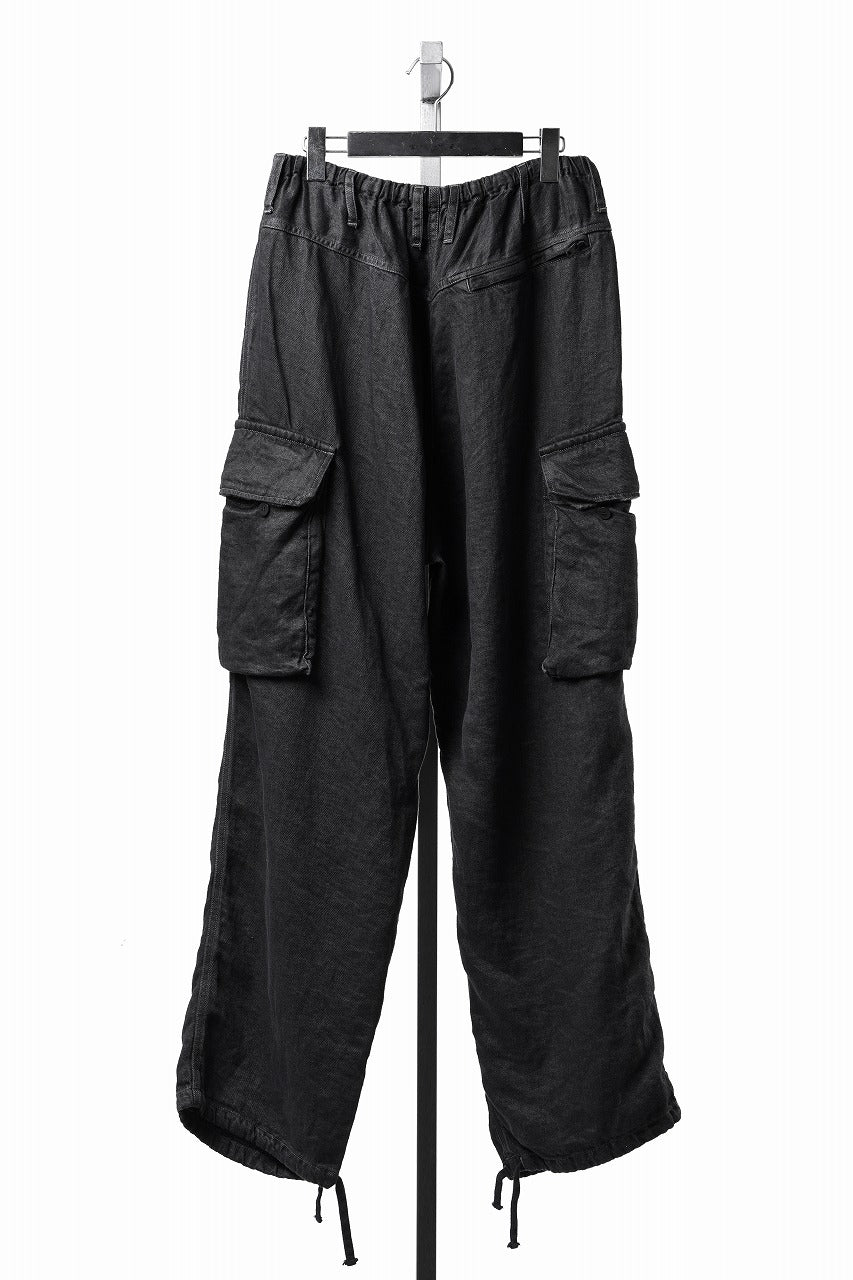 Load image into Gallery viewer, LASTMAN M47 LINEN DENIM CARGO PANTS (BLACK)