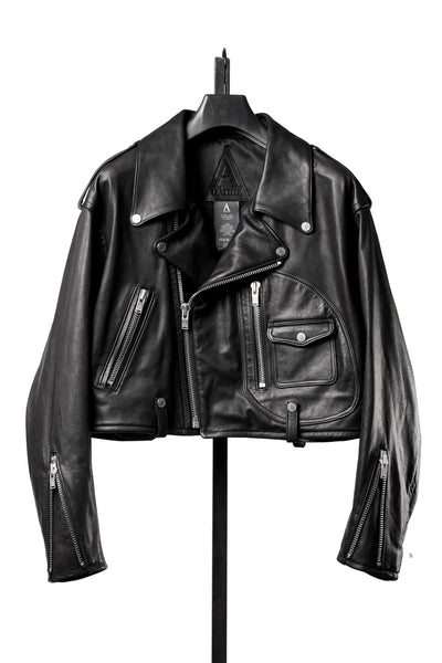 A LEATHER Short Motor Jacket / LUXE COWHIDE (BLACK)