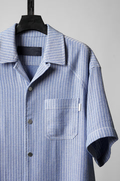 Load image into Gallery viewer, Juun.J Blended Cotton Open Collar Short Sleeve Shirt (BLUE)