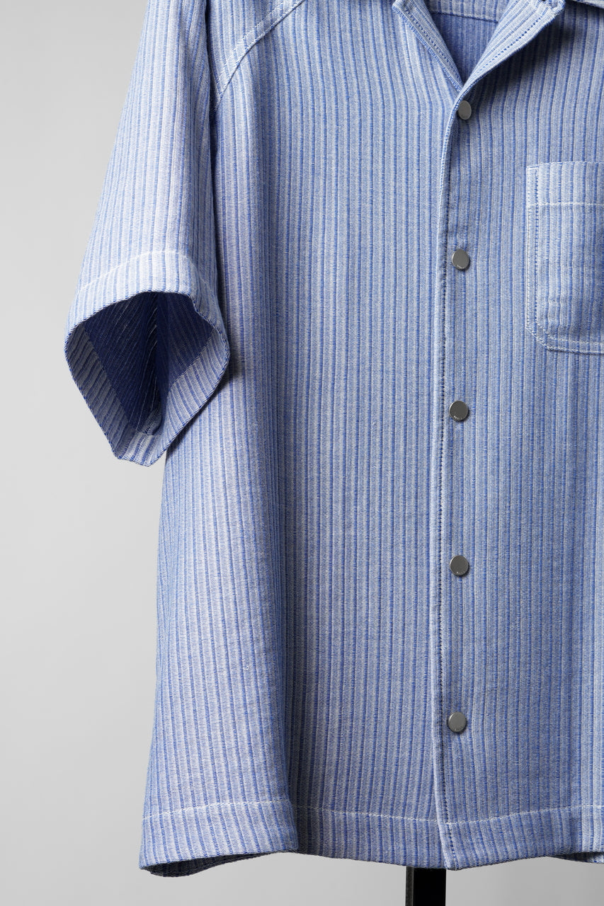 Load image into Gallery viewer, Juun.J Blended Cotton Open Collar Short Sleeve Shirt (BLUE)