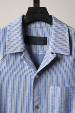 Load image into Gallery viewer, Juun.J Blended Cotton Open Collar Short Sleeve Shirt (BLUE)