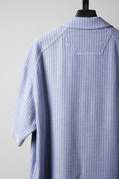 Load image into Gallery viewer, Juun.J Blended Cotton Open Collar Short Sleeve Shirt (BLUE)