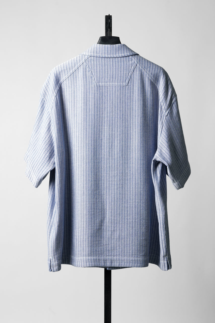 Load image into Gallery viewer, Juun.J Blended Cotton Open Collar Short Sleeve Shirt (BLUE)
