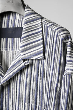 画像をギャラリービューアに読み込む, Juun.J Multi Stripe Open Collar Short Sleeve Shirt (S.BLUE)