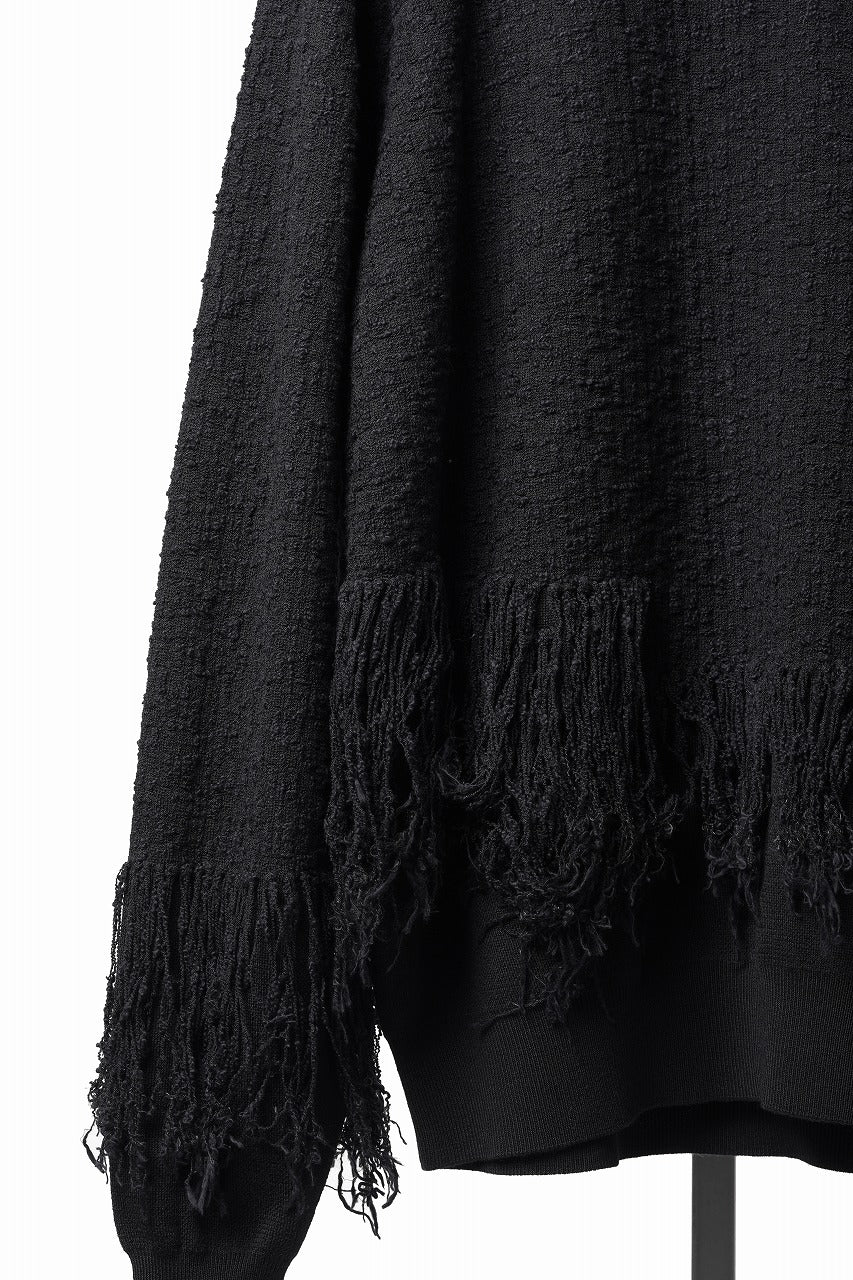Load image into Gallery viewer, Y-3 Yohji Yamamoto KNITTED 3 STRIPES FRINGY SWEATER (BLACK)