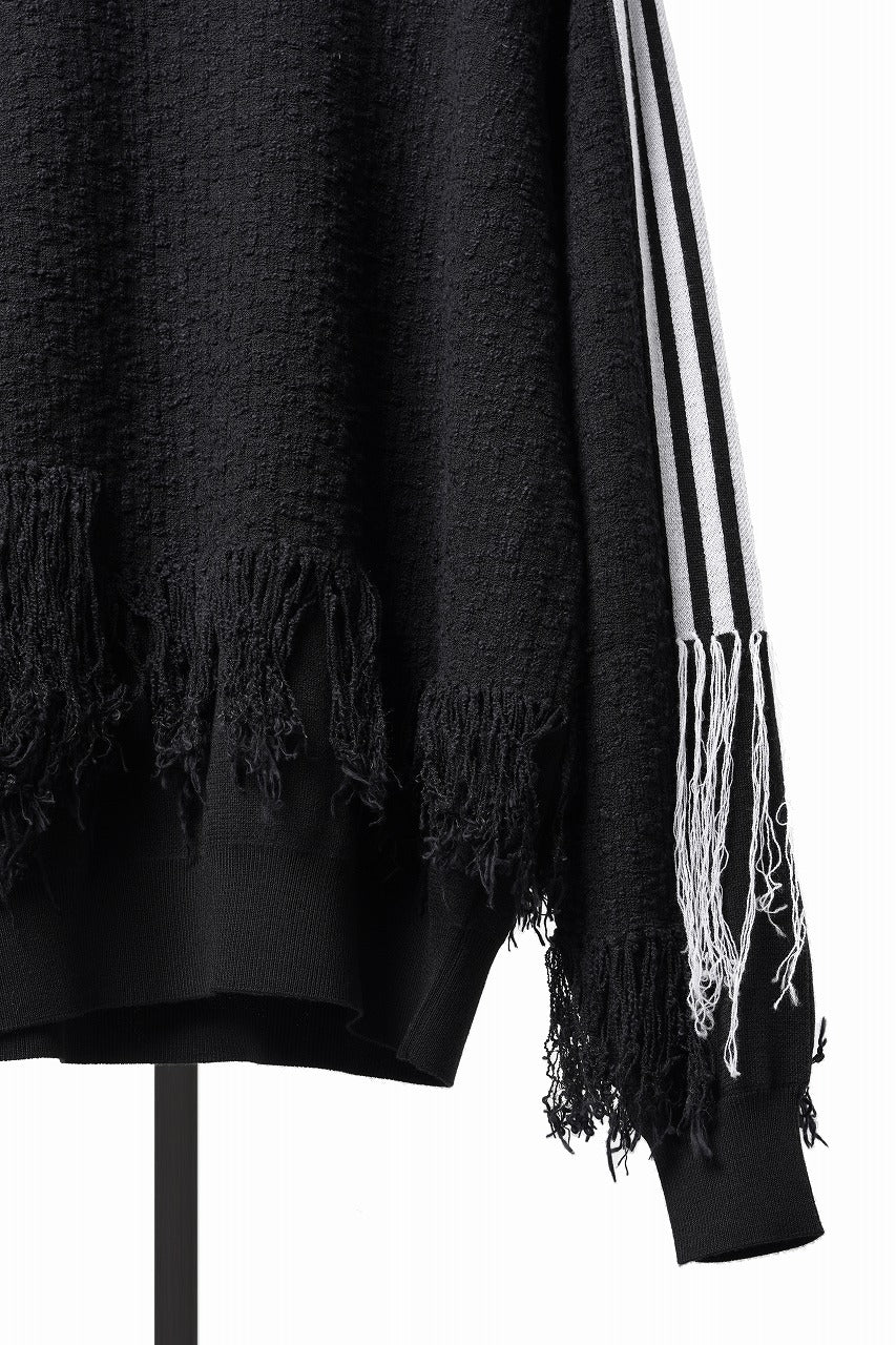 Load image into Gallery viewer, Y-3 Yohji Yamamoto KNITTED 3 STRIPES FRINGY SWEATER (BLACK)