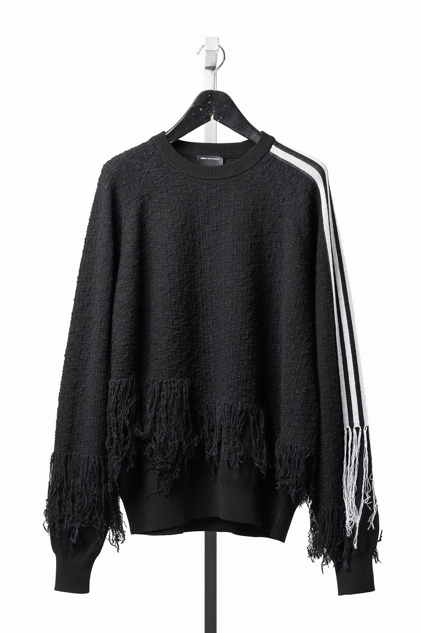 Y-3 Yohji Yamamoto KNITTED 3 STRIPES FRINGY SWEATER (BLACK