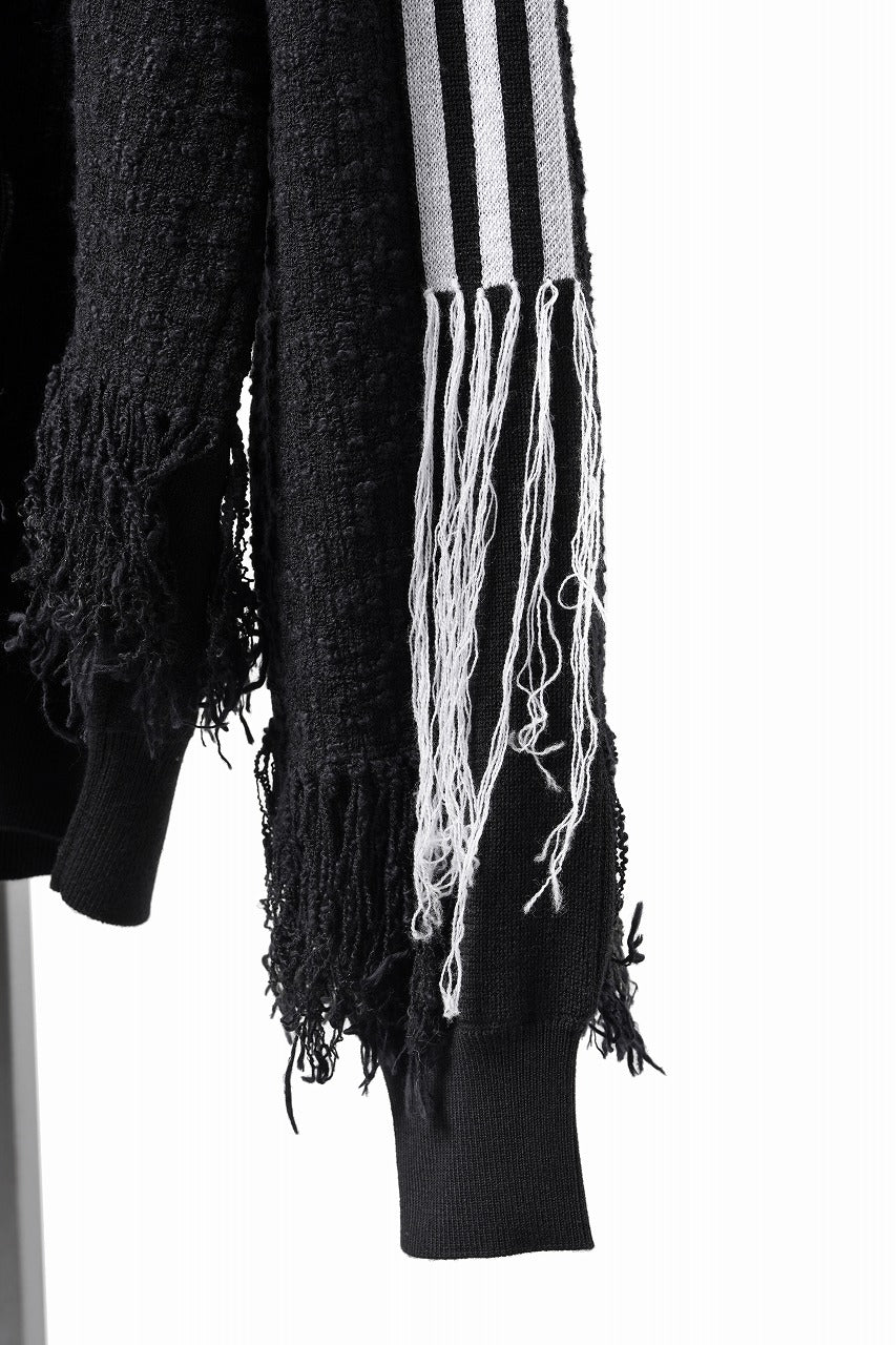 Load image into Gallery viewer, Y-3 Yohji Yamamoto KNITTED 3 STRIPES FRINGY SWEATER (BLACK)