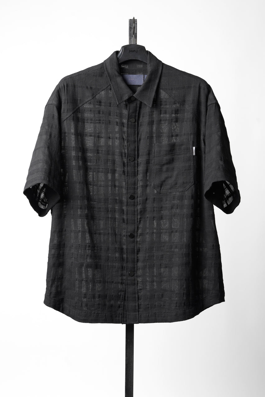 Juun.J Slab Check Full Button Short Sleeve Shirt (BLACK)の商品