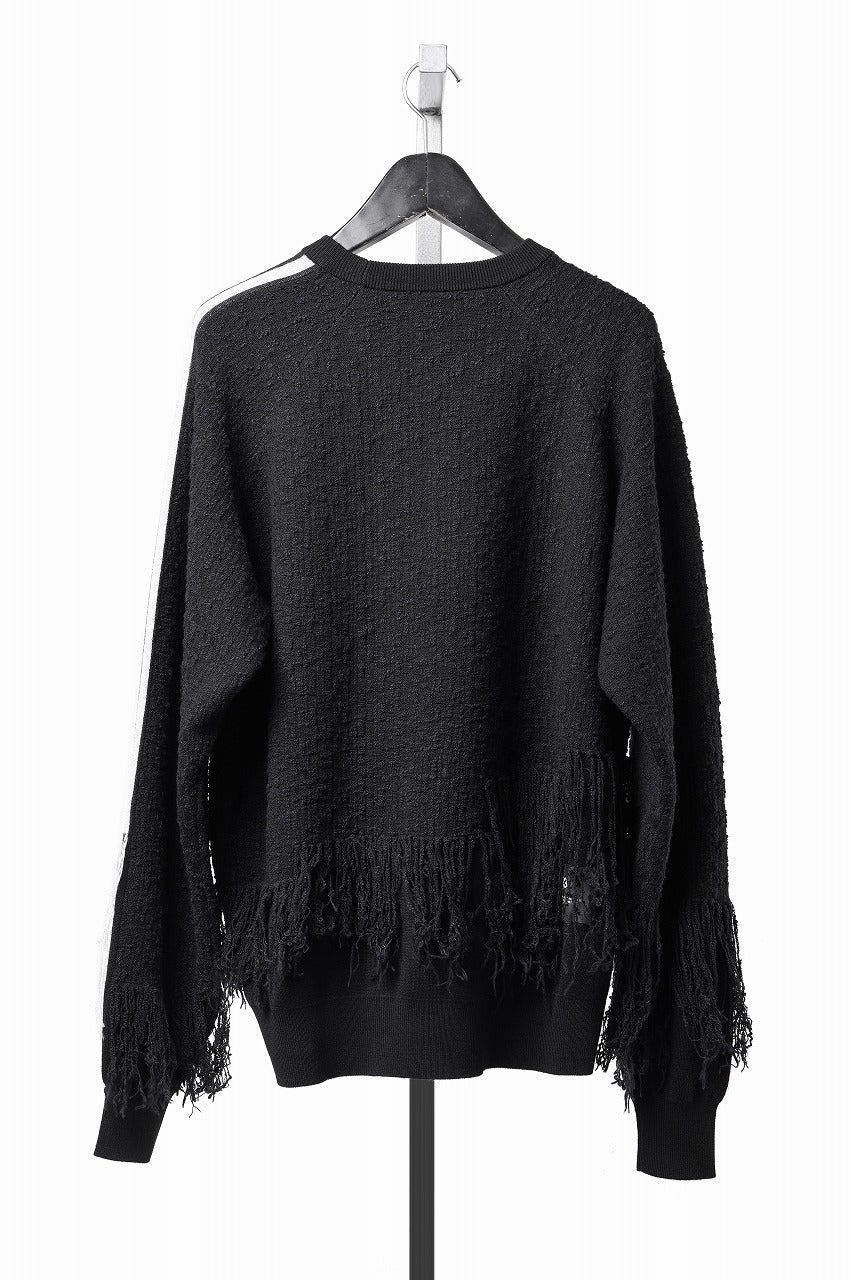 Load image into Gallery viewer, Y-3 Yohji Yamamoto KNITTED 3 STRIPES FRINGY SWEATER (BLACK)
