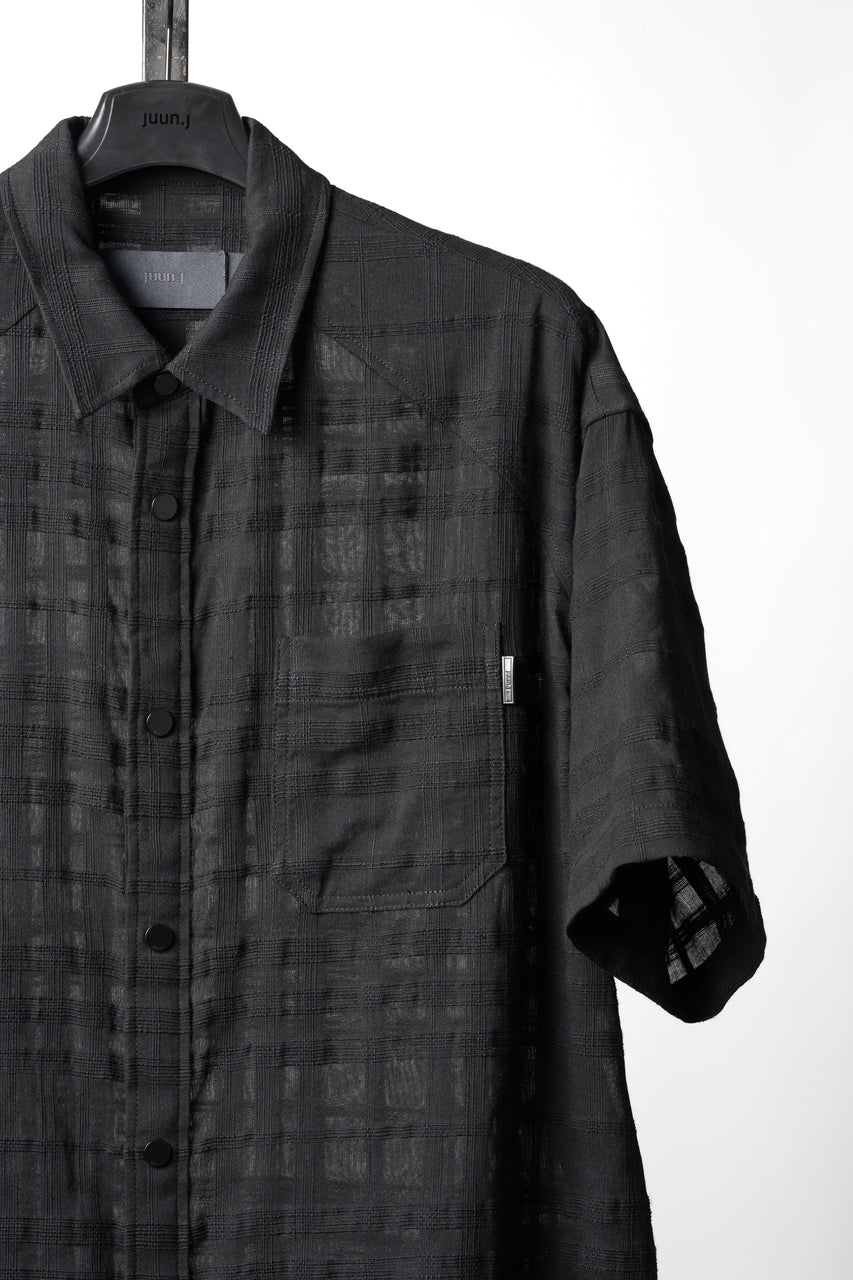 Load image into Gallery viewer, Juun.J Slab Check Full Button Short Sleeve Shirt (BLACK)