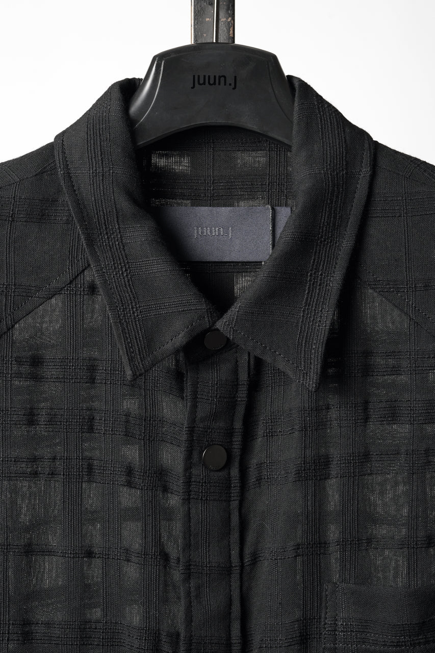 Load image into Gallery viewer, Juun.J Slab Check Full Button Short Sleeve Shirt (BLACK)