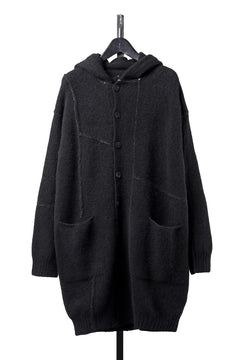 画像をギャラリービューアに読み込む, ISABEL BENENATO Yak Hooded Coat and Outer Seams Detail (BLACK)