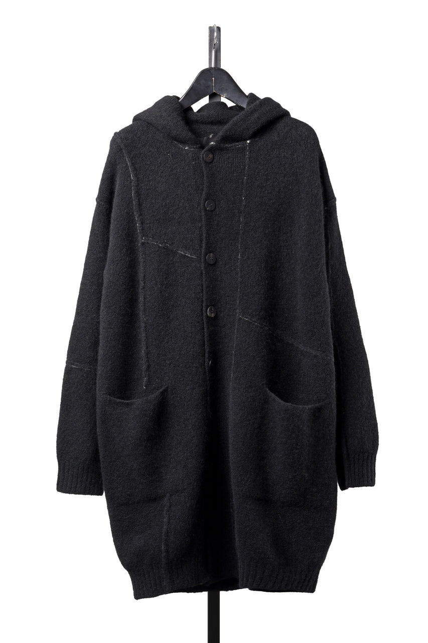 画像をギャラリービューアに読み込む, ISABEL BENENATO Yak Hooded Coat and Outer Seams Detail (BLACK)