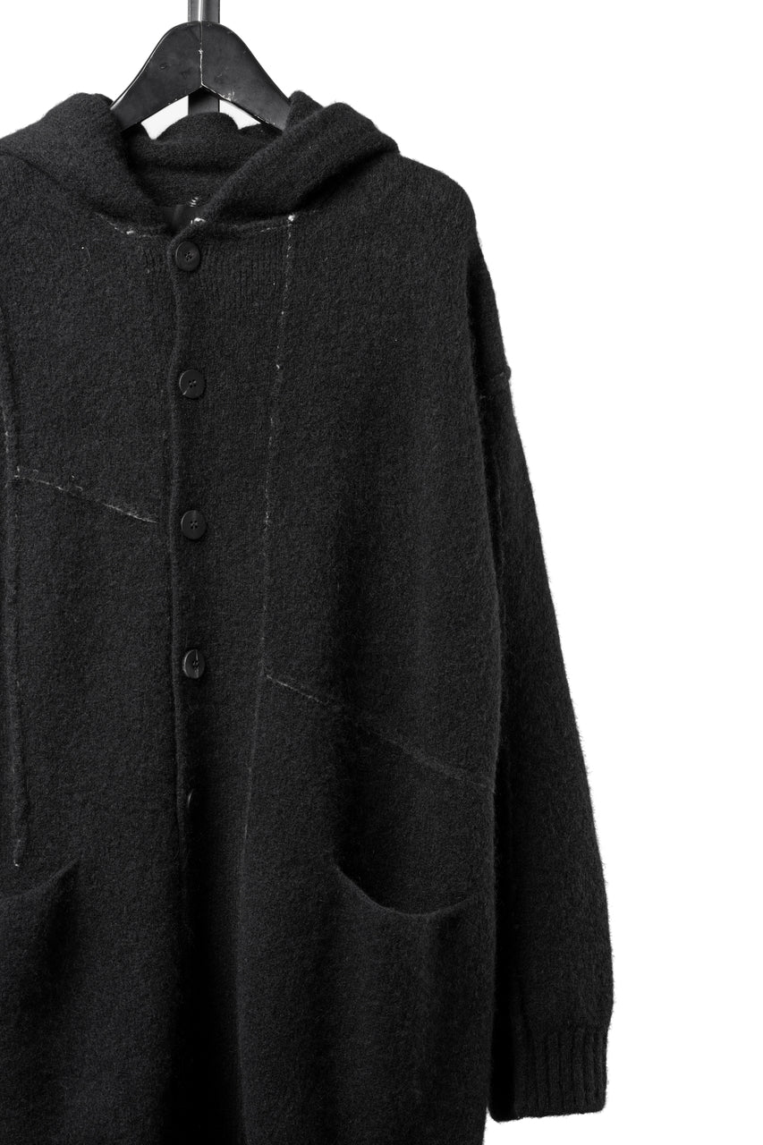 画像をギャラリービューアに読み込む, ISABEL BENENATO Yak Hooded Coat and Outer Seams Detail (BLACK)