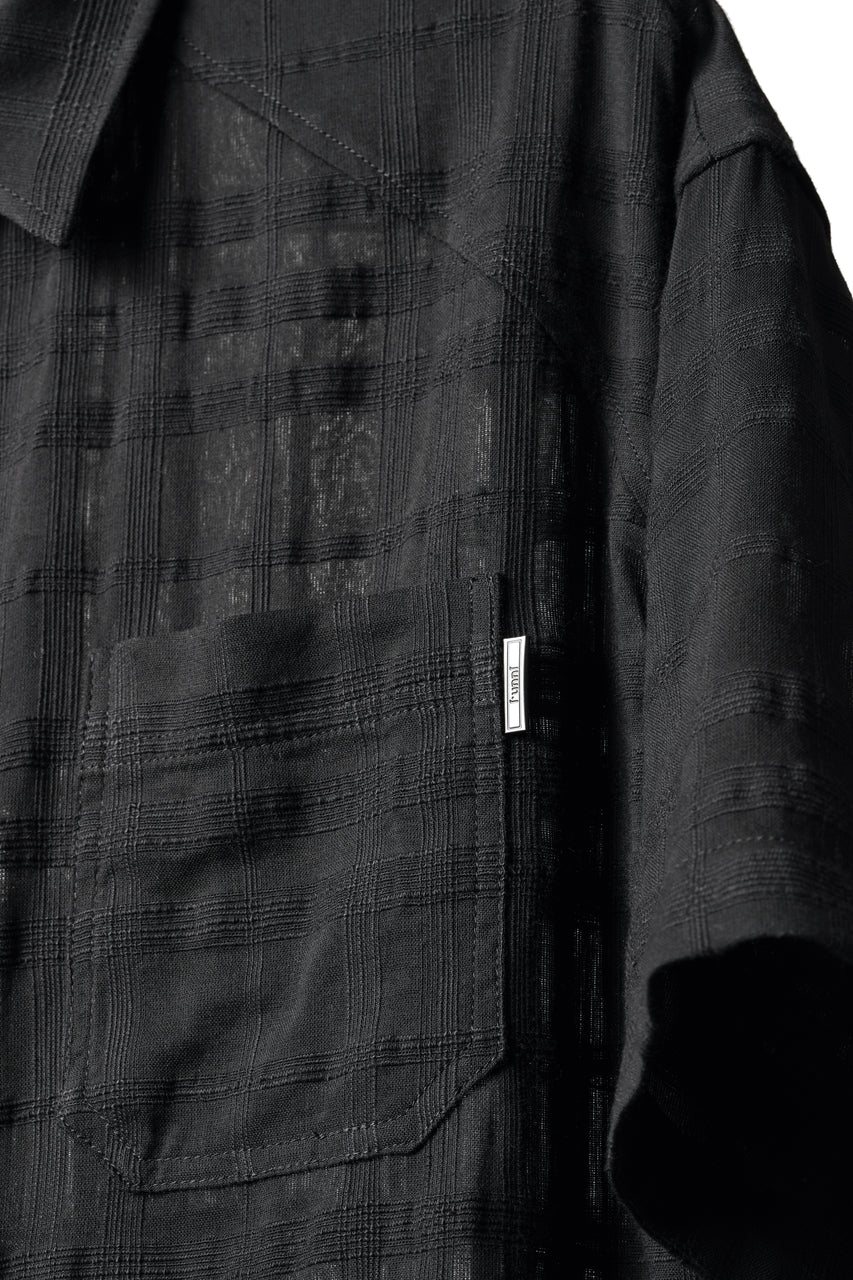 Load image into Gallery viewer, Juun.J Slab Check Full Button Short Sleeve Shirt (BLACK)