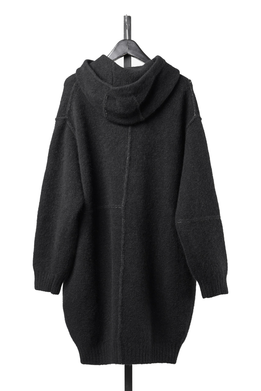 画像をギャラリービューアに読み込む, ISABEL BENENATO Yak Hooded Coat and Outer Seams Detail (BLACK)