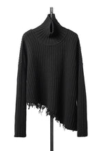 画像をギャラリービューアに読み込む, ISABEL BENENATO Wool Turtle-Neck Sweater width A Relaxed Fit and Asymmetrical Fringed Hem (BLACK)