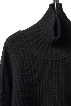 画像をギャラリービューアに読み込む, ISABEL BENENATO Wool Turtle-Neck Sweater width A Relaxed Fit and Asymmetrical Fringed Hem (BLACK)