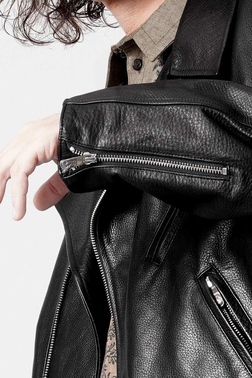 画像をギャラリービューアに読み込む, PORTER CLASSIC PC RIDERS JACKET W / LOVE &amp; PEACE SILVER (BLACK)