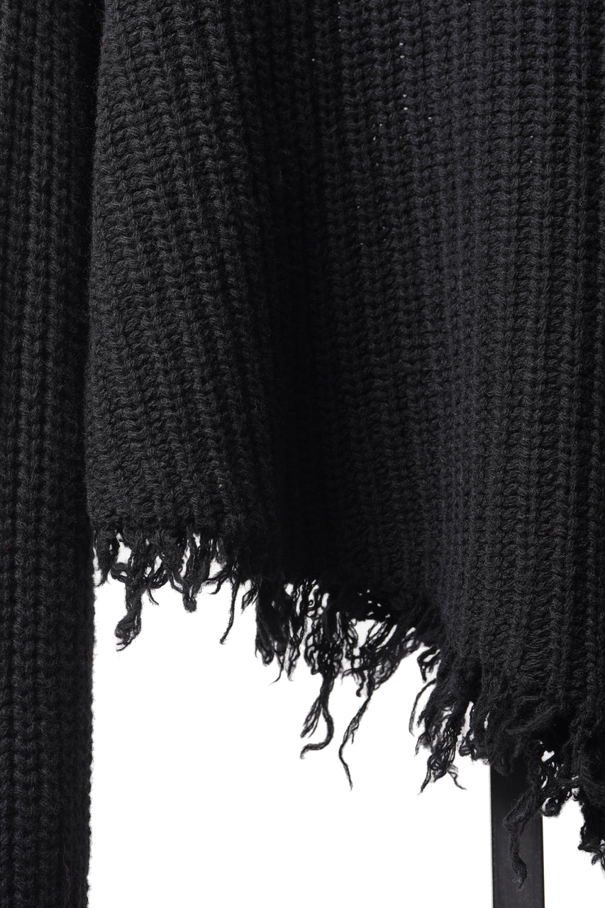 画像をギャラリービューアに読み込む, ISABEL BENENATO Wool Turtle-Neck Sweater width A Relaxed Fit and Asymmetrical Fringed Hem (BLACK)