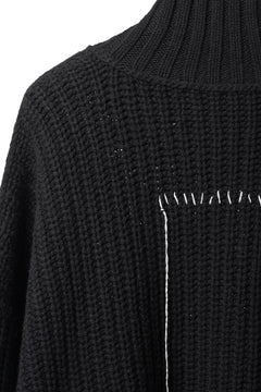 画像をギャラリービューアに読み込む, ISABEL BENENATO Wool Turtle-Neck Sweater width A Relaxed Fit and Asymmetrical Fringed Hem (BLACK)