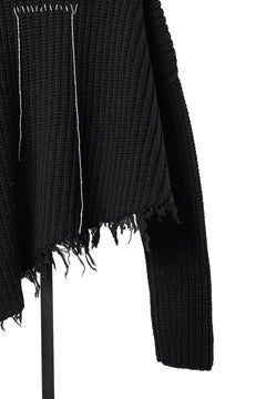 画像をギャラリービューアに読み込む, ISABEL BENENATO Wool Turtle-Neck Sweater width A Relaxed Fit and Asymmetrical Fringed Hem (BLACK)