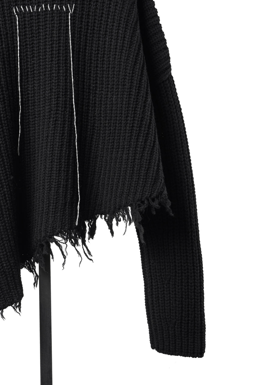画像をギャラリービューアに読み込む, ISABEL BENENATO Wool Turtle-Neck Sweater width A Relaxed Fit and Asymmetrical Fringed Hem (BLACK)