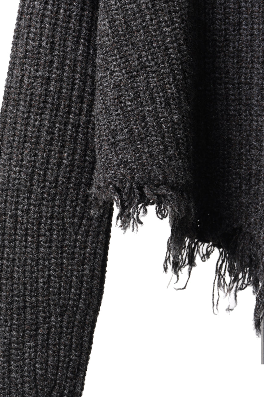 Load image into Gallery viewer, ISABEL BENENATO Wool Turtle-Neck Sweater width A Relaxed Fit and Asymmetrical Fringed Hem (GRAPHITE)