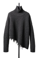 Load image into Gallery viewer, ISABEL BENENATO Wool Turtle-Neck Sweater width A Relaxed Fit and Asymmetrical Fringed Hem (GRAPHITE)