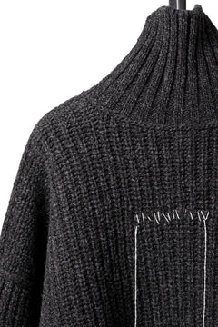Load image into Gallery viewer, ISABEL BENENATO Wool Turtle-Neck Sweater width A Relaxed Fit and Asymmetrical Fringed Hem (GRAPHITE)
