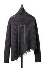 Load image into Gallery viewer, ISABEL BENENATO Wool Turtle-Neck Sweater width A Relaxed Fit and Asymmetrical Fringed Hem (GRAPHITE)