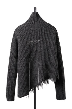 Load image into Gallery viewer, ISABEL BENENATO Wool Turtle-Neck Sweater width A Relaxed Fit and Asymmetrical Fringed Hem (GRAPHITE)