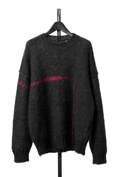 画像をギャラリービューアに読み込む, ISABEL BENENATO Mohair Crew-Neck Sweater with A Red Stripe Detail (BLACK/RED)
