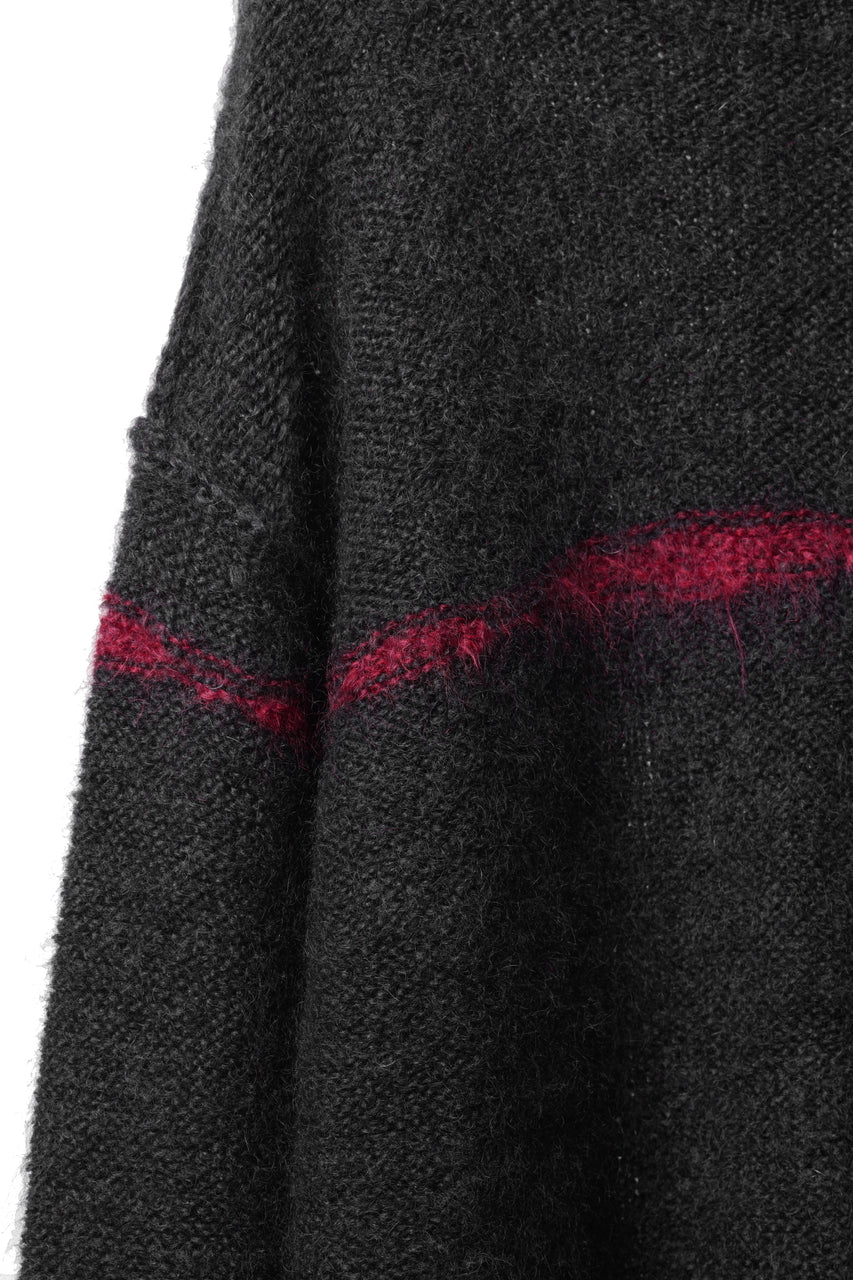 画像をギャラリービューアに読み込む, ISABEL BENENATO Mohair Crew-Neck Sweater with A Red Stripe Detail (BLACK/RED)