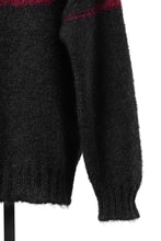 画像をギャラリービューアに読み込む, ISABEL BENENATO Mohair Crew-Neck Sweater with A Red Stripe Detail (BLACK/RED)