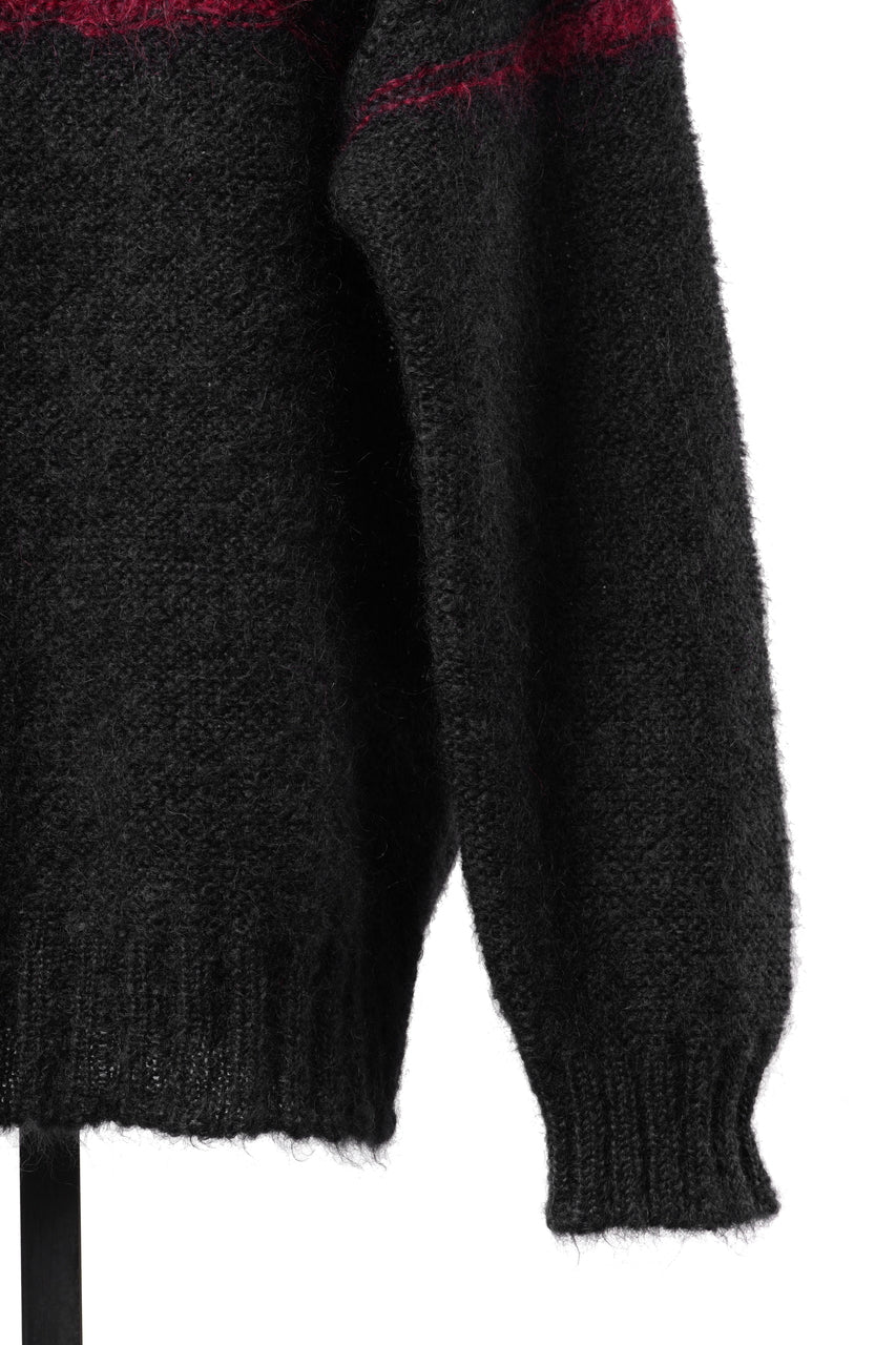 画像をギャラリービューアに読み込む, ISABEL BENENATO Mohair Crew-Neck Sweater with A Red Stripe Detail (BLACK/RED)