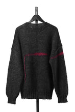 画像をギャラリービューアに読み込む, ISABEL BENENATO Mohair Crew-Neck Sweater with A Red Stripe Detail (BLACK/RED)