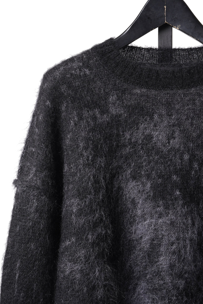 画像をギャラリービューアに読み込む, ISABEL BENENATO Mohair Crew-Neck Sweater with Abstract Pattern (BLACK)