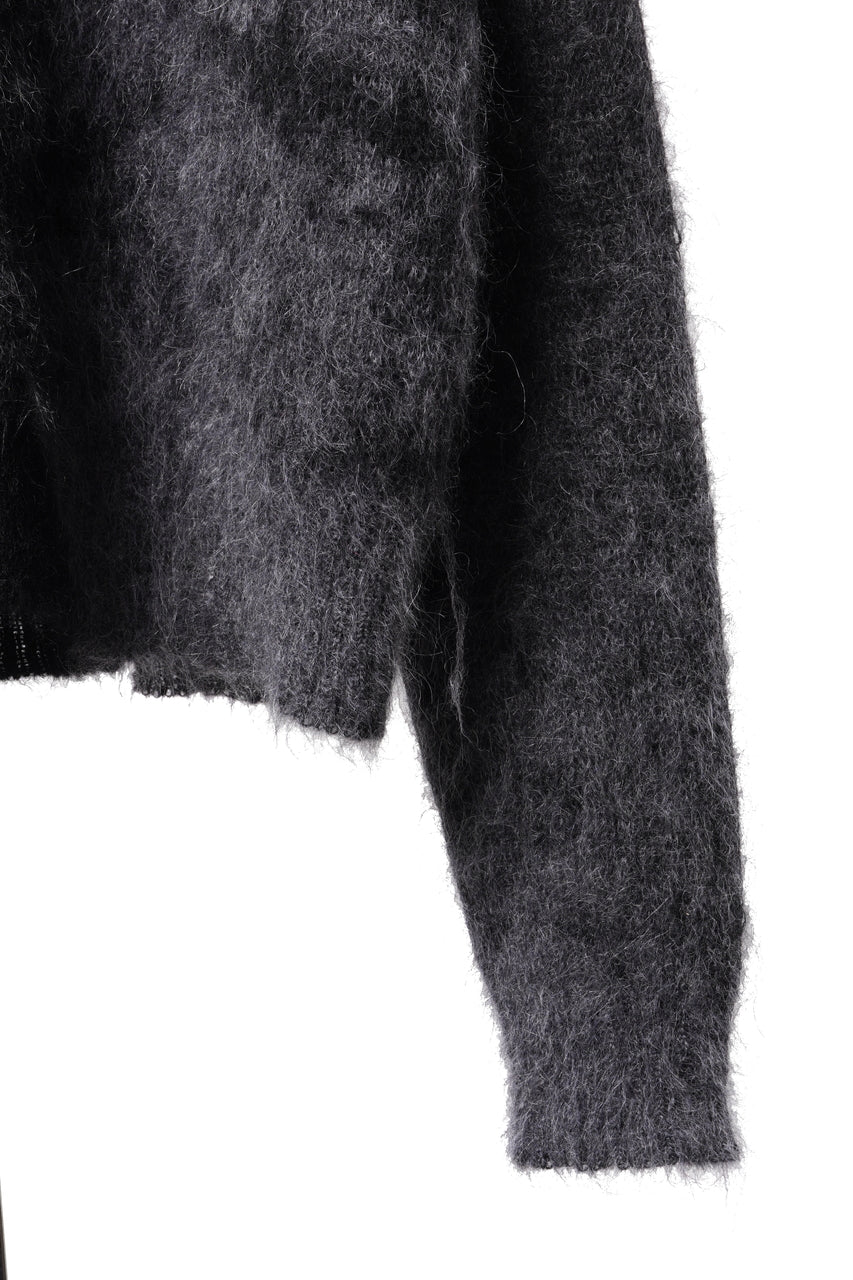 画像をギャラリービューアに読み込む, ISABEL BENENATO Mohair Crew-Neck Sweater with Abstract Pattern (BLACK)