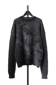 画像をギャラリービューアに読み込む, ISABEL BENENATO Mohair Crew-Neck Sweater with Abstract Pattern (BLACK)