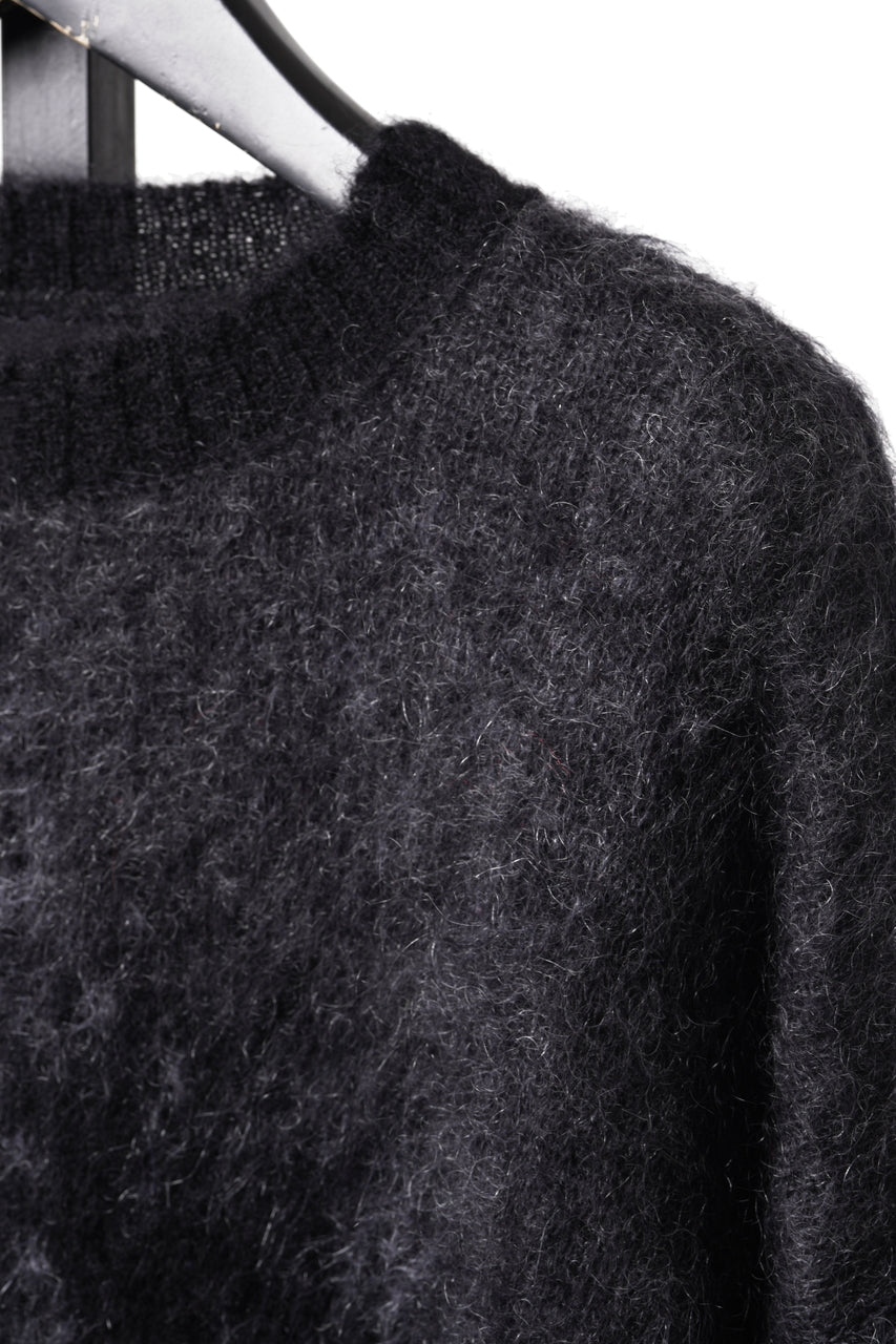 画像をギャラリービューアに読み込む, ISABEL BENENATO Mohair Crew-Neck Sweater with Abstract Pattern (BLACK)