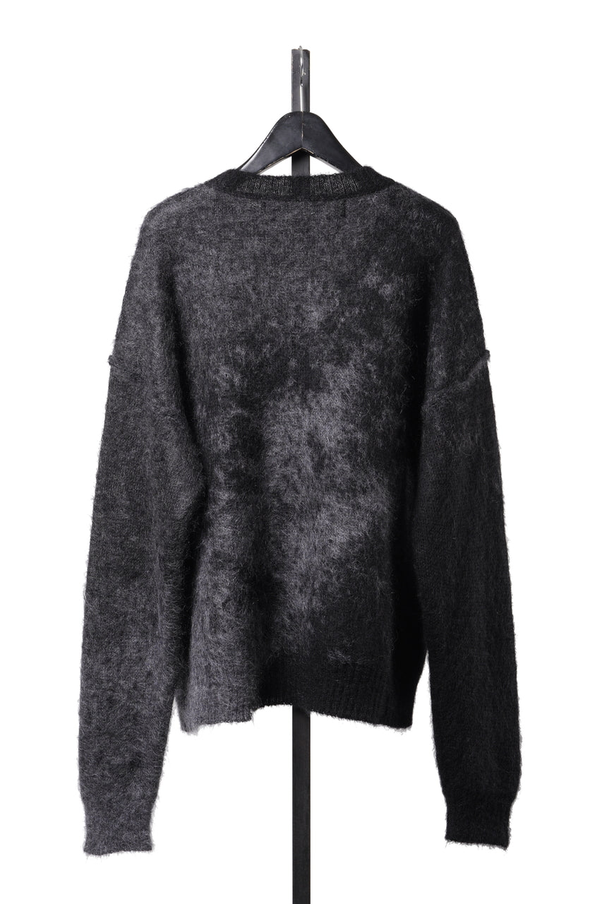 画像をギャラリービューアに読み込む, ISABEL BENENATO Mohair Crew-Neck Sweater with Abstract Pattern (BLACK)