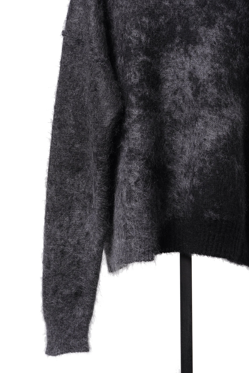 画像をギャラリービューアに読み込む, ISABEL BENENATO Mohair Crew-Neck Sweater with Abstract Pattern (BLACK)