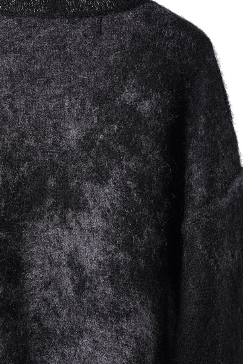 画像をギャラリービューアに読み込む, ISABEL BENENATO Mohair Crew-Neck Sweater with Abstract Pattern (BLACK)