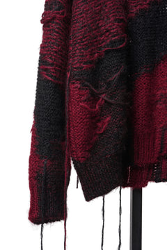画像をギャラリービューアに読み込む, ISABEL BENENATO Mohair Crew-Neck Sweater with Loose Threads (BLACK/RED)