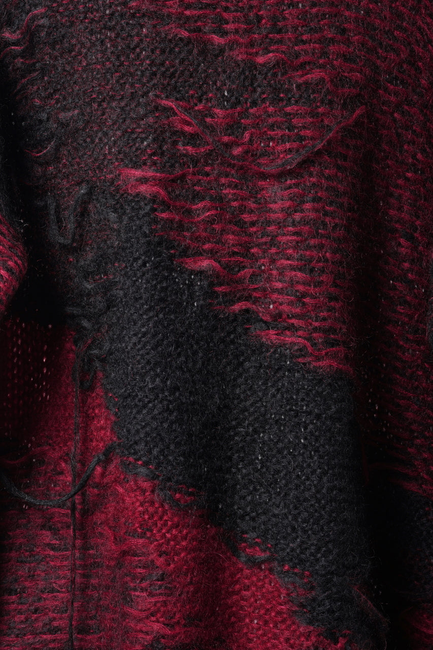 画像をギャラリービューアに読み込む, ISABEL BENENATO Mohair Crew-Neck Sweater with Loose Threads (BLACK/RED)