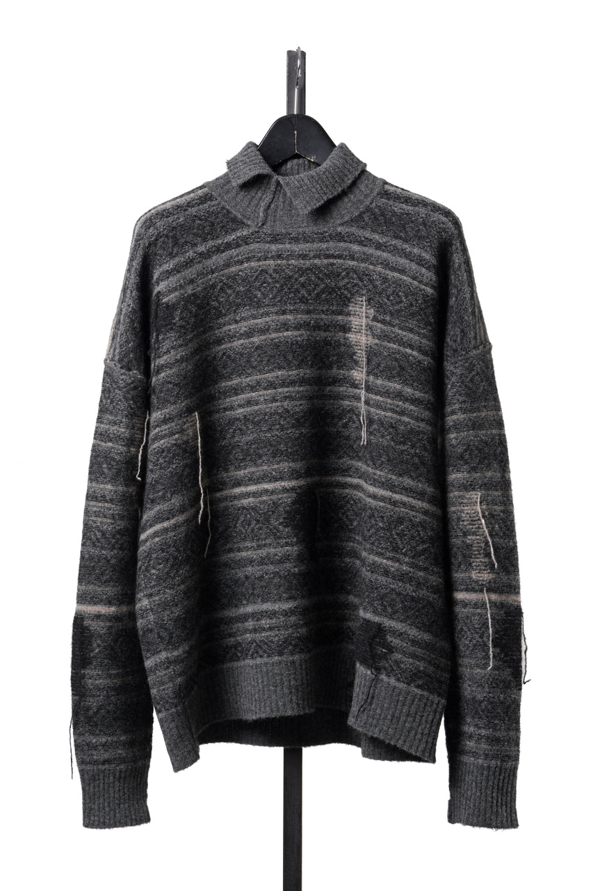 画像をギャラリービューアに読み込む, ISABEL BENENATO High-Neck Jacquard Sweater in Yak  (GRAPHITE)