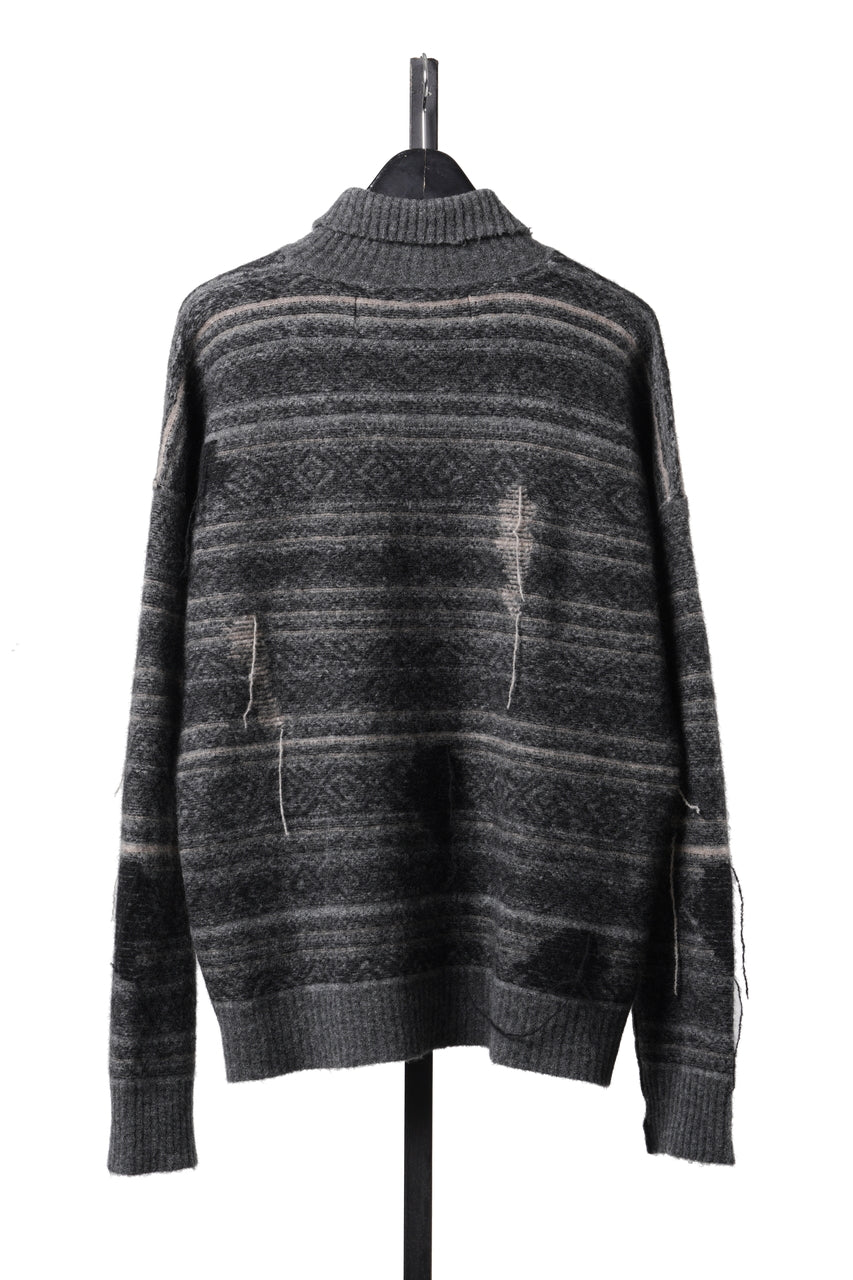 画像をギャラリービューアに読み込む, ISABEL BENENATO High-Neck Jacquard Sweater in Yak  (GRAPHITE)